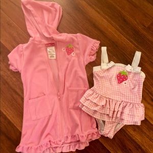 Strawberry swimsuit with cute coverup